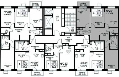 2-BD Apartment Sale, 75.1平方米 at Tsvetochnye Poliany, kvartal № 23, Filimonkovskoye Municipal Formation, Moscow, Russia #2