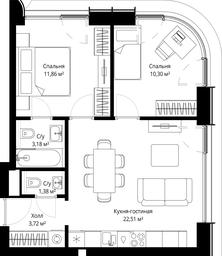 Продажа 2-комн. квартиры, 52,95 м² в ЖК «Сити Бэй (City Bay)», Волоколамское шоссе, 95с3, Москва, Россия #3