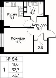 Продажа квартиры, 32,7 м² в ЖК «Цветочные Поляны», квартал № 23, поселение Филимонковское, Москва, Россия #4