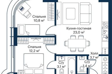 Продажа 2-комн. квартиры, 52,95 м² в ЖК «Сити Бэй (City Bay)», Волоколамское шоссе, 95с3, Москва, Россия #2