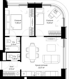Продажа 2-комн. квартиры, 52,95 м² в ЖК «Сити Бэй (City Bay)», Волоколамское шоссе, 95с3, Москва, Россия #3