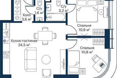 2-BD Apartment Sale, 53.25 sq. m. at City Bay, Volokolamskoye Highway, 95с3, Moscow, Russia #2 2-BD Apartment Sale, 53.25 sq. m. at City Bay, Volokolamskoye Highway, 95с3, Moscow, Russia #2