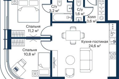 2-BD Apartment Sale, 53.84 sq. m. at City Bay, Volokolamskoye Highway, 95с3, Moscow, Russia #2 2-BD Apartment Sale, 53.84 sq. m. at City Bay, Volokolamskoye Highway, 95с3, Moscow, Russia #2