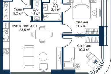 2-BD Apartment Sale, 55.51 sq. m. at City Bay, Volokolamskoye Highway, 95с3, Moscow, Russia #2 2-BD Apartment Sale, 55.51 sq. m. at City Bay, Volokolamskoye Highway, 95с3, Moscow, Russia #2