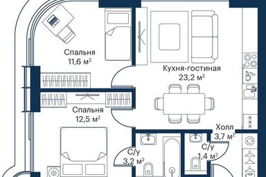 2-BD Apartment Sale, 54.44 sq. m. at City Bay, Volokolamskoye Highway, 95с3, Moscow, Russia #2 2-BD Apartment Sale, 54.44 sq. m. at City Bay, Volokolamskoye Highway, 95с3, Moscow, Russia #2