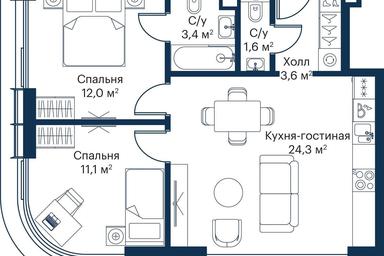 2-BD Apartment Sale, 54.85平方米 at City Bay, Volokolamskoye Highway, 95с3, Moscow, Russia #2 2-BD Apartment Sale, 54.85平方米 at City Bay, Volokolamskoye Highway, 95с3, Moscow, Russia #2