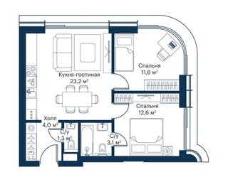 2-BD Apartment Sale, 54.48平方米 at City Bay, Volokolamskoye Highway, 95с3, Moscow, Russia #3 2-BD Apartment Sale, 54.48平方米 at City Bay, Volokolamskoye Highway, 95с3, Moscow, Russia #3