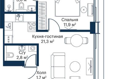 1-BD Apartment Sale, 41.12平方米 at City Bay, Volokolamskoye Highway, 95с3, Moscow, Russia #2 1-BD Apartment Sale, 41.12平方米 at City Bay, Volokolamskoye Highway, 95с3, Moscow, Russia #2