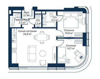 2-BD Apartment Sale, 54.98平方米 at City Bay, Volokolamskoye Highway, 95с3, Moscow, Russia #3