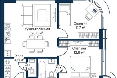 Продажа 2-комн. квартиры, 54,71 м² в ЖК «Сити Бэй (City Bay)», Волоколамское шоссе, 95с3, Москва, Россия #2 Продажа 2-комн. квартиры, 54,71 м² в ЖК «Сити Бэй (City Bay)», Волоколамское шоссе, 95с3, Москва, Россия #2