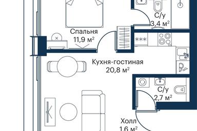 1-BD Apartment Sale, 39.86 sq. m. at City Bay, Volokolamskoye Highway, 95с3, Moscow, Russia #2 1-BD Apartment Sale, 39.86 sq. m. at City Bay, Volokolamskoye Highway, 95с3, Moscow, Russia #2