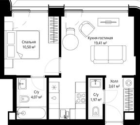 1-BD Apartment Sale, 39.56 sq. m. at City Bay, Volokolamskoye Highway, 95с3, Moscow, Russia #3