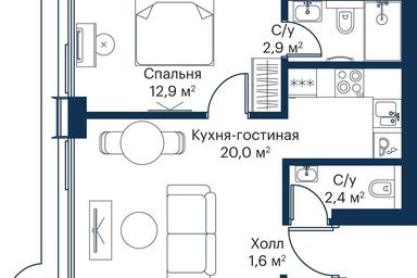 1-BD Apartment Sale, 39.2 sq. m. at City Bay, Volokolamskoye Highway, 95с3, Moscow, Russia #2 1-BD Apartment Sale, 39.2 sq. m. at City Bay, Volokolamskoye Highway, 95с3, Moscow, Russia #2