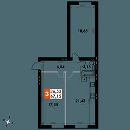 2-BD Apartment Sale, 67平方米 at Park Aprel, ulitsa Park Aprel, 1, Aprelevka, Naro-Fominskiy City District, Moscow Region, Russia #4