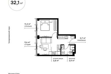 1-BD Apartment Sale, 32.1 sq. m. at Symphony 34, 2nd Khutorskaya Street, 38А, Moscow, Russia #2