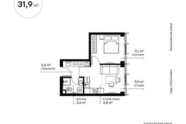 1-BD Apartment Sale, 31.8 sq. m. at Symphony 34, 2nd Khutorskaya Street, 38А, Moscow, Russia #2