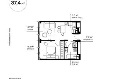 1-BD Apartment Sale, 37.6 sq. m. at Symphony 34, 2nd Khutorskaya Street, 38А, Moscow, Russia #2