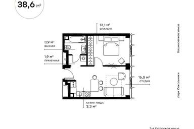 1-BD Apartment Sale, 38.6平方米 at Symphony 34, 2nd Khutorskaya Street, 38А, Moscow, Russia #2 1-BD Apartment Sale, 38.6平方米 at Symphony 34, 2nd Khutorskaya Street, 38А, Moscow, Russia #2