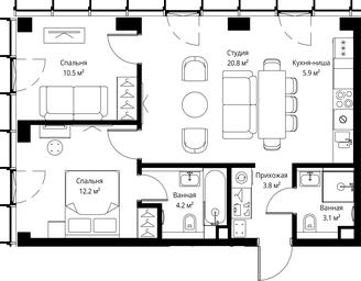 2-BD Apartment Sale, 60.5 sq. m. at Symphony 34, 2nd Khutorskaya Street, 38А, Moscow, Russia #3 2-BD Apartment Sale, 60.5 sq. m. at Symphony 34, 2nd Khutorskaya Street, 38А, Moscow, Russia #3