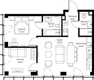 2-BD Apartment Sale, 61.2 sq. m. at Symphony 34, 2nd Khutorskaya Street, 38А, Moscow, Russia #4