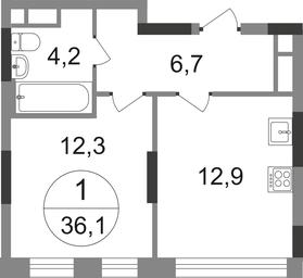 Apartment Sale, 36.1平方米 at Peredelkino Blizhnee, Korneya Chukovskogo Street, 1, Vnukovskoye Settlement, Moscow, Russia #2 Apartment Sale, 36.1平方米 at Peredelkino Blizhnee, Korneya Chukovskogo Street, 1, Vnukovskoye Settlement, Moscow, Russia #2