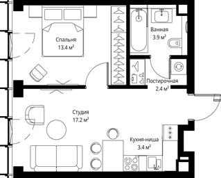 1-BD Apartment Sale, 40.3 sq. m. at Symphony 34, 2nd Khutorskaya Street, 38А, Moscow, Russia #3