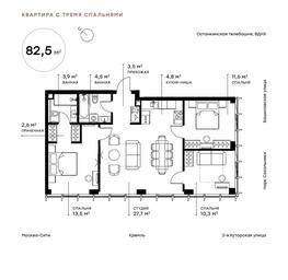 3-BD Apartment Sale, 83 sq. m. at Symphony 34, 2nd Khutorskaya Street, 38А, Moscow, Russia #3