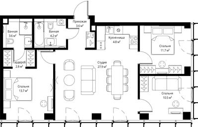3-BD Apartment Sale, 82.8平方米 at Symphony 34, 2nd Khutorskaya Street, 38А, Moscow, Russia #3 3-BD Apartment Sale, 82.8平方米 at Symphony 34, 2nd Khutorskaya Street, 38А, Moscow, Russia #3