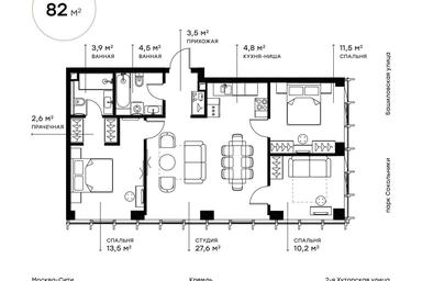 3-BD Apartment Sale, 82.8平方米 at Symphony 34, 2nd Khutorskaya Street, 38А, Moscow, Russia #2 3-BD Apartment Sale, 82.8平方米 at Symphony 34, 2nd Khutorskaya Street, 38А, Moscow, Russia #2