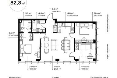 3-BD Apartment Sale, 82.5平方米 at Symphony 34, 2nd Khutorskaya Street, 38А, Moscow, Russia #2 3-BD Apartment Sale, 82.5平方米 at Symphony 34, 2nd Khutorskaya Street, 38А, Moscow, Russia #2