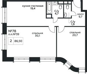 2-BD Apartment Sale, 86.5 sq. m. at Stremyannyj 2, Stremyanniy Lane, 2, Moscow, Russia #3 2-BD Apartment Sale, 86.5 sq. m. at Stremyannyj 2, Stremyanniy Lane, 2, Moscow, Russia #3