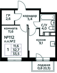 Apartment Sale, 33.5平方米 at Tsvetochnye Poliany, kvartal № 23, Filimonkovskoye Municipal Formation, Moscow, Russia #3