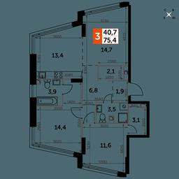 3-BD Apartment Sale, 75.4平方米 at Rotterdam, Varshavskoye Highway, 37Ак1с2, Moscow, Russia #2 3-BD Apartment Sale, 75.4平方米 at Rotterdam, Varshavskoye Highway, 37Ак1с2, Moscow, Russia #2