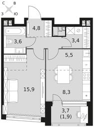 1-BD Apartment Sale, 43.4平方米 at Rotterdam, Varshavskoye Highway, 37Ак1с2, Moscow, Russia #4