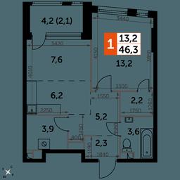 2-BD Apartment Sale, 46.3 sq. m. at Rotterdam, Varshavskoye Highway, 37Ак1с2, Moscow, Russia #4