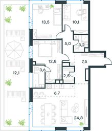3-BD Apartment Sale, 100.9平方米 at Level Prichalnyi, Prichalny Drive, 8к1, Moscow, Russia #2