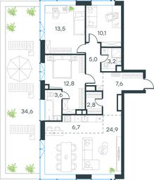 3-BD Apartment Sale, 100.9平方米 at Level Prichalnyi, Prichalny Drive, 8к1, Moscow, Russia #3