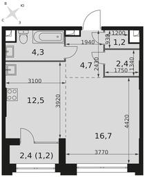 1-BD Apartment Sale, 43平方米 at Sydney City, Shenogina Street, 2, Moscow, Russia #4