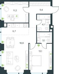 2-BD Apartment Sale, 64.6平方米 at Level Michurinskiy, Озёрная улица, вл1, Москва, Россия #3 2-BD Apartment Sale, 64.6平方米 at Level Michurinskiy, Озёрная улица, вл1, Москва, Россия #3