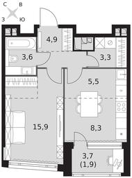 1-BD Apartment Sale, 43.4 sq. m. at Rotterdam, Varshavskoye Highway, 37Ак1с2, Moscow, Russia #2 1-BD Apartment Sale, 43.4 sq. m. at Rotterdam, Varshavskoye Highway, 37Ак1с2, Moscow, Russia #2