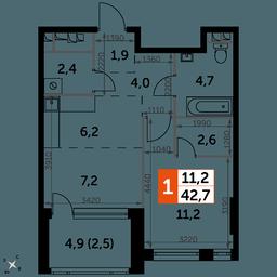 1-BD Apartment Sale, 42.7平方米 at Rotterdam, Varshavskoye Highway, 37Ак1с2, Moscow, Russia #2 1-BD Apartment Sale, 42.7平方米 at Rotterdam, Varshavskoye Highway, 37Ак1с2, Moscow, Russia #2