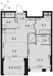 1-BD Apartment Sale, 42.7平方米 at Rotterdam, Varshavskoye Highway, 37Ак1с2, Moscow, Russia #4