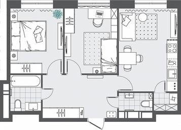 1-BD Apartment Sale, 55.17 sq. m. at Kvartal Rumyantsevo, ulitsa Admirala Kornilova, с1, Mosrentgen Settlement, Moscow, Russia #3