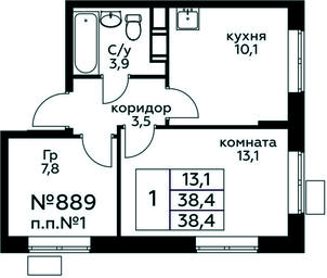Продажа квартиры, 38,4 м² в ЖК «Цветочные Поляны», квартал № 23, поселение Филимонковское, Москва, Россия #3 Продажа квартиры, 38,4 м² в ЖК «Цветочные Поляны», квартал № 23, поселение Филимонковское, Москва, Россия #3