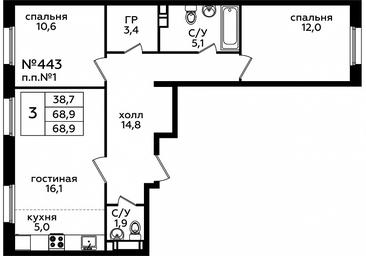 2-BD Apartment Sale, 68.4 sq. m. at Eko Bunino, prospekt Kuprina, 34к1, Sosenskoye Settlement, Moscow, Russia #2 2-BD Apartment Sale, 68.4 sq. m. at Eko Bunino, prospekt Kuprina, 34к1, Sosenskoye Settlement, Moscow, Russia #2