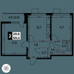 2-BD Apartment Sale, 59平方米 at Pervy Donskoj, zhiloy mikrorayon Sapronovo, derevnya Sapronovo, Leninskiy City District, Moscow Region, Russia #2 2-BD Apartment Sale, 59平方米 at Pervy Donskoj, zhiloy mikrorayon Sapronovo, derevnya Sapronovo, Leninskiy City District, Moscow Region, Russia #2