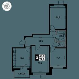 3-BD Apartment Sale, 77.9 sq. m. at Pervy Donskoj, zhiloy mikrorayon Sapronovo, derevnya Sapronovo, Leninskiy City District, Moscow Region, Russia #2 3-BD Apartment Sale, 77.9 sq. m. at Pervy Donskoj, zhiloy mikrorayon Sapronovo, derevnya Sapronovo, Leninskiy City District, Moscow Region, Russia #2
