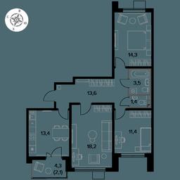 3-BD Apartment Sale, 77.9 sq. m. at Pervy Donskoj, zhiloy mikrorayon Sapronovo, derevnya Sapronovo, Leninskiy City District, Moscow Region, Russia #3 3-BD Apartment Sale, 77.9 sq. m. at Pervy Donskoj, zhiloy mikrorayon Sapronovo, derevnya Sapronovo, Leninskiy City District, Moscow Region, Russia #3