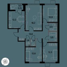 4-BD Apartment Sale, 90.5 sq. m. at Pervy Donskoj, zhiloy mikrorayon Sapronovo, derevnya Sapronovo, Leninskiy City District, Moscow Region, Russia #3