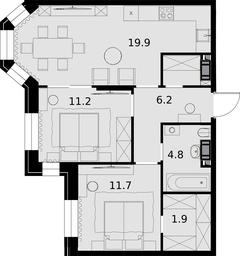 2-BD Apartment Sale, 62.4平方米 at Teatralnyi Kvartal, Rotmistrova Street, 2, Moscow, Russia #2 2-BD Apartment Sale, 62.4平方米 at Teatralnyi Kvartal, Rotmistrova Street, 2, Moscow, Russia #2